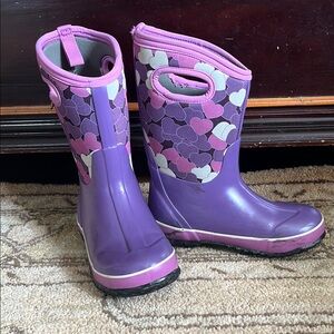 Bogs Purple and Pink Rain & Snow Boots with Butterfly Design